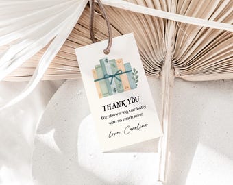 A New Chapter Begins Storybook Baby Shower Favor Tags | Blue Green Book Theme | Editable Boy Baby Shower Thank You Tags | Instant Download