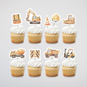 Construction Cupcake Toppers | Printable Construction Truck Birthday Cake Toppers | Dump Truck Bulldozer Boy Birthday | Instant Download