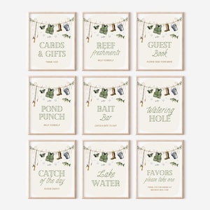 Fishing Birthday Party Sign Bundle | O-fish-ally One | The Big One | Gone Fishing  | Editable Table Signs | Instant Download