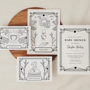 Himmlische Tarot Junge Babyparty Einladung Bündel | Sofort Download