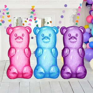 Paquete de recortes de ositos gomosos / Standees de caramelos de decoración grande / Descarga instantánea