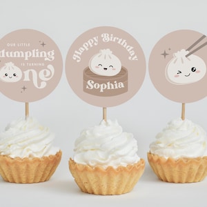 Little Dumpling Cupcake Toppers | Bao Dumpling 1st Birthday | Dim Sum Party Decor | Instant Download