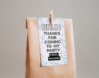 Bruh Pool Party Favor Tags | Boy Summer Swimming Birthday Thank You Tags | Instant Download