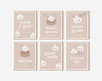 Little Dumpling Editable Sign Bundle | Bao Dumpling Birthday | Dim Sum Dumpling Baby Shower | Dumpling Party Decor | Instant Download