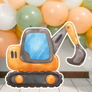 Recorte de excavadora grande para decoración / Decoración para fiesta de construcción / Descarga instantánea