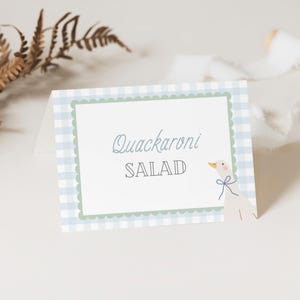Silly Goose Food Label Buffet Cards | Blue Gingham Geese Birthday Party Decor | Instant Download