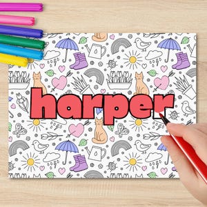 Editable Name Coloring Pages | Customizable Coloring Book | Printable Kids Activity Sheets | Instant Download