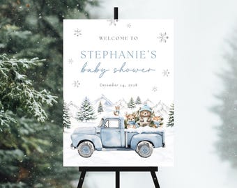 Winter Woodland Welcome Sign | Baby It's Cold Outside Baby Shower Sign | Winter Onederland First Birthday Welcome Poster | Instant Download