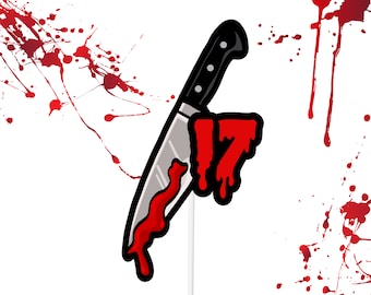 Adorno para tarta de cuchillo ensangrentado / Adorno para tarta de cuchillo de terror de Halloween personalizado / Descarga digital