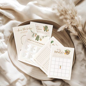 Lokal gewachsenes Babyparty-Spiele-Bundle | Bearbeitbares Bauernmarkt-Babypartydekor | Sofort Download