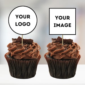 Custom Logo Cupcake Toppers | Photo, Text, or Logo Cupcake Toppers | Digital Download