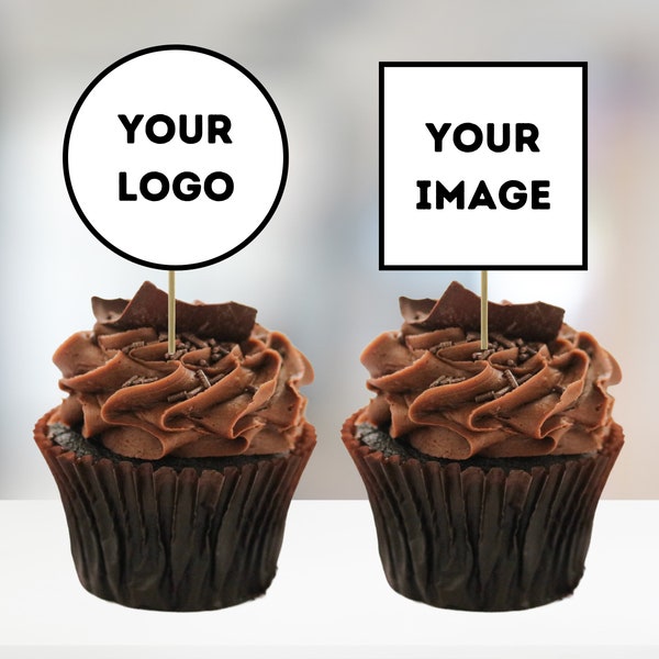 Custom Logo Cupcake Toppers | Photo, Text, or Logo Cupcake Toppers | Digital Download