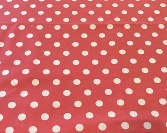 Pink & Off White Polka Dot Cotton Fabric For Making Crafts Fat Quarters *Q3