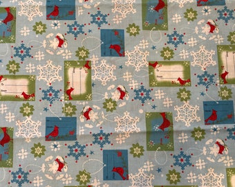 Christmas Cardinal Cotton Fabric For Making Masks & Crafts Fat Quarters