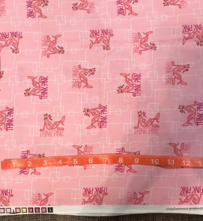 OOP Rare Pink Panther Fabric 27 X 45