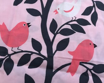 Sweet Michael Miller Tweetie Pie Pink Black Grey Bird fabric 22” long by 43” wide