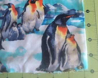 Cotton remnant fabric scrap - Arctic Penguin