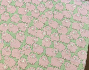 50% OFF Sweet Pink Pig Cotton Flannel Fabric for Quilts and Lots of Crafts