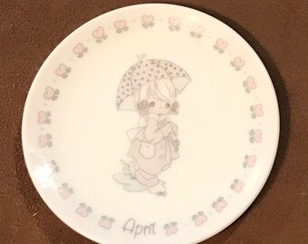 Vintage Precious Moments April Birthday Plate