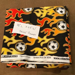 Cool Soccer Theme On Black Fabric For Making Masks & Crafts image 3