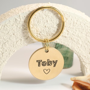 Dog Tag,Lovely Pet ID Tag,Simple Hand Stamped Dog Tag for Dogs,Personalized Cat Tag,Brass Dog Collar Tag,Gold Dog Tag