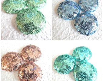 Sparkly button, sequin button, fabric buttons, 1.5 inches, size 60 buttons