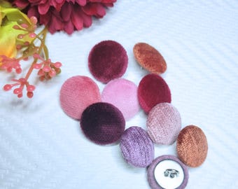 10 Velveteen upholstery buttons, upholstery button, fabric button, tufting button, headboard button, coat buttons, .75 inch button