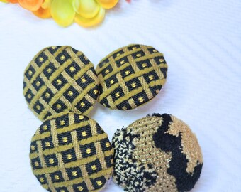 GOLD BLACK buttons, upholstery button, fabric button, tufting button, headboard button, coat buttons, set of 4 button