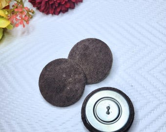 BROWN button, suede button, upholstery button, tufting button, coat button, 1.5 inch