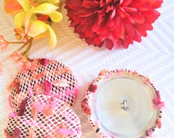 PINK button, fabric buttons, yarn buttons,  size 75 buttons