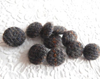 Blue grey wool upholstery buttons, use for tufting headboards, .75 inches, refresh vintage coats, price per button