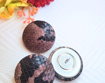Snakeskin button, faux leather button, pink button, upholstery button, tufting button, coat button, (1.5 inches)