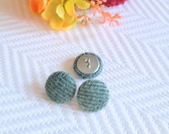 AQUA button, stripe buttons, tweed button,  wool buttons, upholstery button, tufting button, coat button, .75 inch