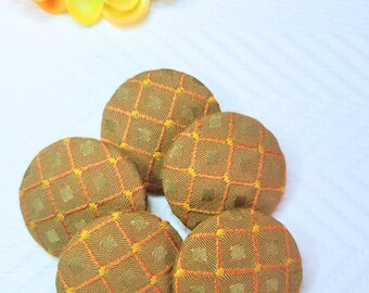 GOLD ORANGE buttons, upholstery button, fabric button, tufting button, headboard button, coat buttons, set of 5
