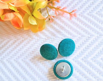 JADE GREEN button, suede button, upholstery button, tufting button, coat button, 3/4 inches
