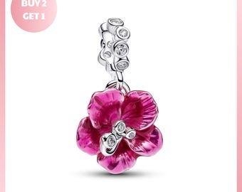 Charm Bracelet Bead, Hibiscus Dangle Charm, Hibiscus Dangle Jewelry, Gift for Her
