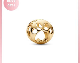 Charm Bracelet Bead, Openwork Paw Charm, Openwork Paw Jewelry, Gift for Her