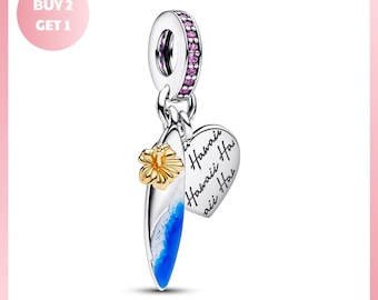 Charm Bracelet Bead, Surf Board Double Dangle Charm, Surf Board Jewelry, Surf Board Double Jewelry, Board Double Jewelry, Gift for Her