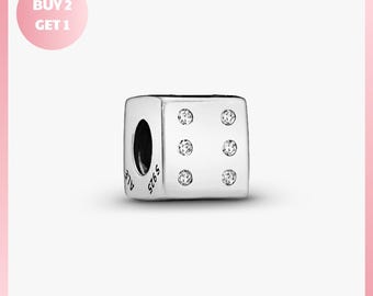Charm Bracelet Bead, Sparkling Dice Charm, Sparkling Dice Jewelry, Gift for Her