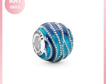 Charm Bracelet Bead, Blue Wave Charm, Blue Wave Jewelry, Gift for Her