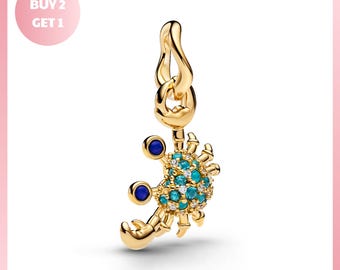 Charm Bracelet Bead, Crab Dangle Charm, Crab Dangle Jewelry, Gift for Her