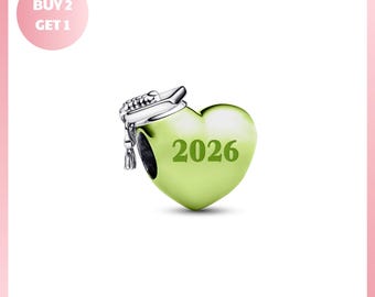 Charm Bracelet Bead, Graduation 2026 Purple Heart Charm, Graduation 2026 Jewelry, 2026 Purple Jewelry, 2026 Purple Heart Jewelry