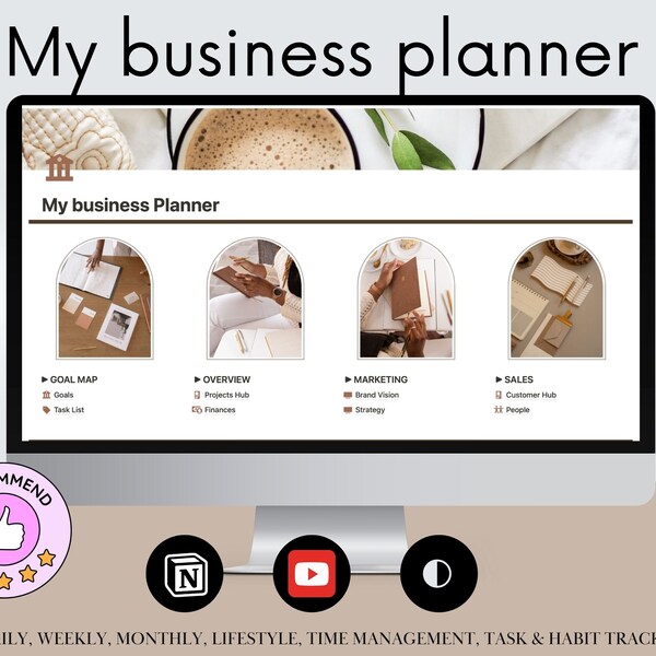 Business Planner | Organization Entrepreneurs, Proprietors, Founders, CEO, Business managers Organizer, visionary, notion template, agenda