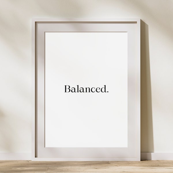 words of affirmation | balanced | self-love decor | word art | wall decor | minimalist | archive disc | digital art