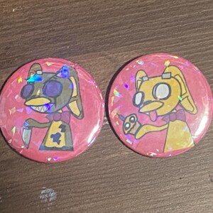FNAF Derpy Springbonnie and Springtrap pin back buttons