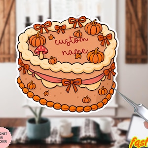 Personalisierter Pumkin Pie Geburtstagskuchen Aufkleber, | Halloween Kuchen Aufkleber | Gruseliger Kuchen Aufkleber | Niedlicher Halloween Aufkleber, Erdbeeraufkleber