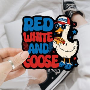 This Goose Is Loose Red White and Booze Sticker/Car magnet, Funny Patriotic Beer Sticker, 4th of July Goose Sticker, USA Drinking Sticker