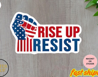Rise Up Resist Aufkleber / Automagnet, Wildblumen-Protest-Aufkleber, Anti-Trumpf-Aufkleber, Gleichheitsaktivist-Aufkleber, Gemeinschaft ist Widerstand Aufkleber