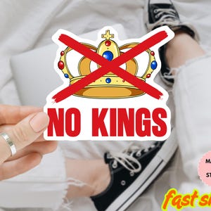 No Kings In America Sticker or Car Magnet, Anti Fascism Bumper Sticker, Political Bumper Magnet, Protect Democracy, Liberals Car Vinyl Decal