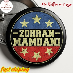 Zohran Mamdani Pin button in 3 Size, Vote for Zohran Pin, New york 2025 Pin, Zohran Mamdani Pin, Anti Trump Pin, Anti Resist Pin